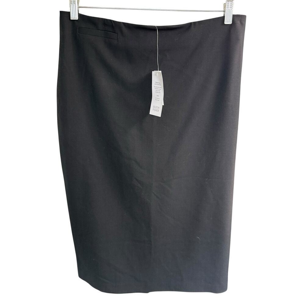 NWT Eileen Fisher Black Tropical Bi-Stretch Pencil Skirt M Wool Office siren